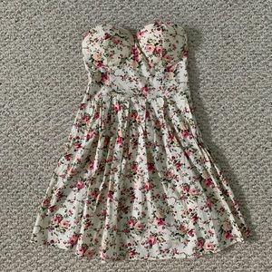 Floral strapless bustier dress